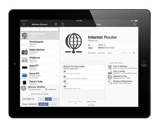 iNet Pro Networkscanner for iPhone